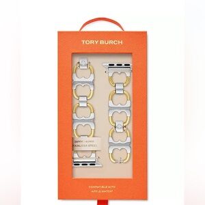 Tory Burch Two Tone Stainless Double T Link 38mm 40mm Apple Watch Strap TBS0014